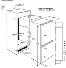 Maattekening AEG koelkast inbouw SCE616F3LS