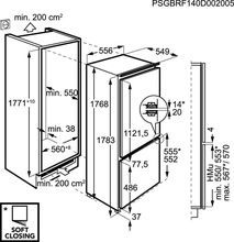 Maattekening AEG koelkast inbouw SCZ71800F1