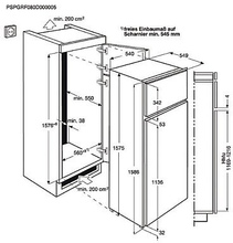 Maattekening AEG koelkast inbouw SDB416E1AS