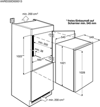 Maattekening AEG koelkast inbouw SFB41011AS
