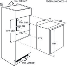 Maattekening AEG koelkast inbouw SFB68821AF