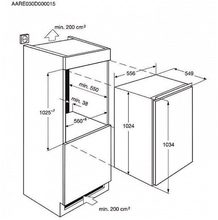 Maattekening AEG koelkast inbouw SKS71001F0