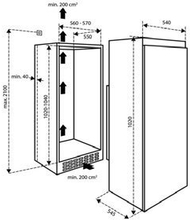 Maattekening ALLUXE koelkast inbouw IKK102