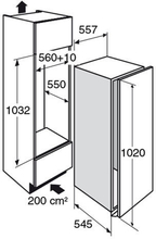 Maattekening ATAG koelkast inbouw KD61102A