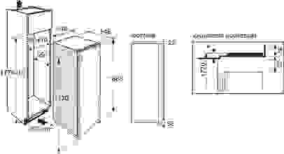 Maattekening ATAG koelkast inbouw KS23178B