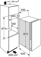 Maattekening ATAG koelkast inbouw KS33088B