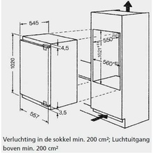 Maattekening BAUKNECHT koelkast inbouw KVI1103/A++