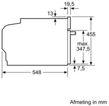 Maattekening BOSCH oven met magnetron inbouw CMG676BS2