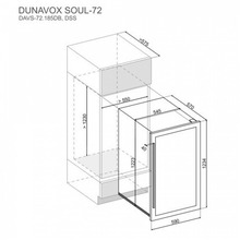 Afmetingen DUNAVOX wijnkoelkast inbouw rvs DAVS-72.185DSS