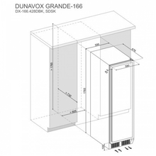 Afmetingen DUNAVOX wijnkoelkast inbouw rvs DX-166.428SDSK
