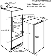 Maattekening ELECTROLUX koelkast inbouw ERN2001BOW
