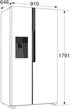 Maattekening ETNA side-by-side koelkast blacksteel AKV378IZWA