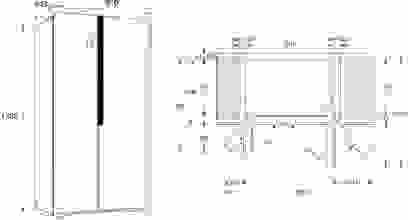 Maattekening ETNA side-by-side koelkast blacksteel AKV578ZWA