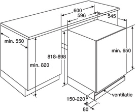 Maattekening ETNA koelkast onderbouw KVO182