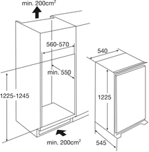 Maattekening ETNA koelkast inbouw KVS50122