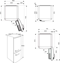 Maattekening ETNA koelkast koper KVV594KOP
