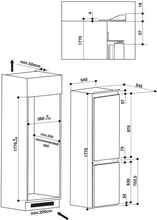 Maattekening INDESIT koelkast inbouw B18A1 D/I