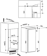 Maattekening INDESIT koelkast inbouw INSZ 1001 AA