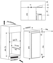 Maattekening INDESIT koelkast inbouw INSZ 902 AA