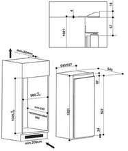 Maattekening INDESIT koelkast inbouw INS1001AA