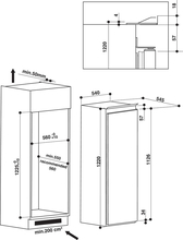 Maattekening INDESIT koelkast inbouw S12A1D/I