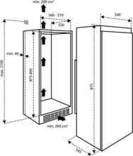 Maattekening INVENTUM koelkast inbouw IKK0881S