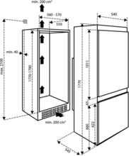 Maattekening INVENTUM koelkast inbouw IKV1781S