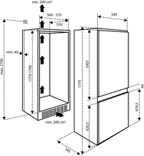 Maattekening INVENTUM koelkast inbouw IKV1783S