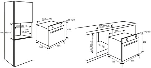 Maattekening INVENTUM oven met magnetron inbouw IMC6150RK