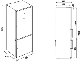 Maattekening KUPPERSBUSCH koelkast rvs FKG6600.0E-02