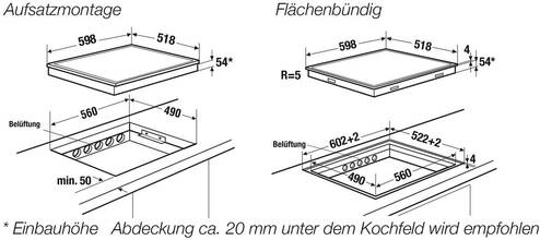 Maattekening KUPPERSBUSCH kookplaat inductie inbouw KI6120.0SR