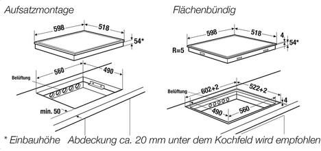Maattekening KUPPERSBUSCH kookplaat inductie inbouw KI6330.0SR