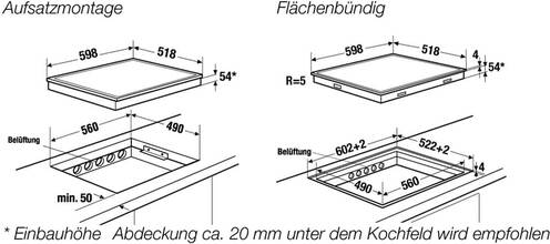 Maattekening KUPPERSBUSCH kookplaat inductie inbouw KI6560.0SR
