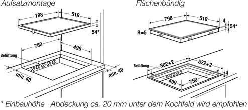 Maattekening KUPPERSBUSCH kookplaat inductie inbouw KI8330.0SR