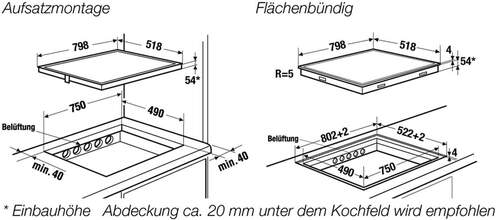 Maattekening KUPPERSBUSCH kookplaat inductie inbouw KI8560.0SR