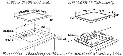 Maattekening KUPPERSBUSCH kookplaat inductie inbouw KI8800.0GR