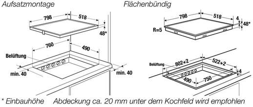 Maattekening KUPPERSBUSCH kookplaat inductie inbouw KI8810.0SR