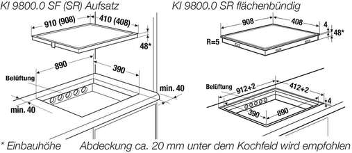 Maattekening KUPPERSBUSCH kookplaat inductie inbouw KI9800.0SR