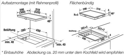 Maattekening KUPPERSBUSCH kookplaat inductie inbouw VKI3500.1SR