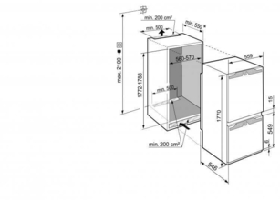 Maattekening LIEBHERR koelkast inbouw ICBb5152-20