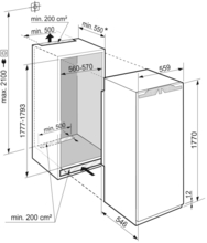 Maattekening LIEBHERR koelkast inbouw IRBAd5171-20