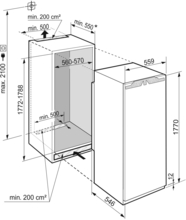 Maattekening LIEBHERR koelkast inbouw IRBci 5170-20