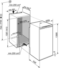 Maattekening LIEBHERR koelkast inbouw IRBd4521-20