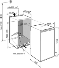 Maattekening LIEBHERR koelkast inbouw IRe4101-20