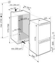 Maattekening LIEBHERR koelkast inbouw SICNd5153-20