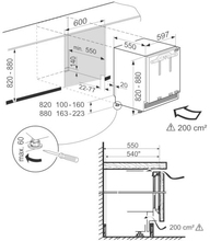 Maattekening LIEBHERR koelkast onderbouw SUIB1550-21