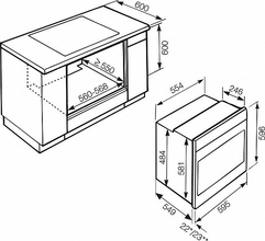 Maattekening MIELE oven rvs inbouw H 2161-1 B
