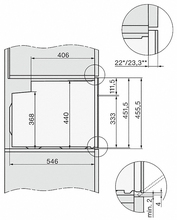 Maattekening MIELE oven inbouw grafiet H 7840 BPX