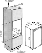 Maattekening MIELE koelkast inbouw K511I2