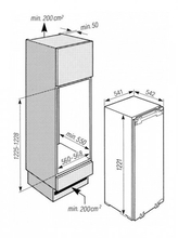 Maattekening MIELE koelkast inbouw K515I2